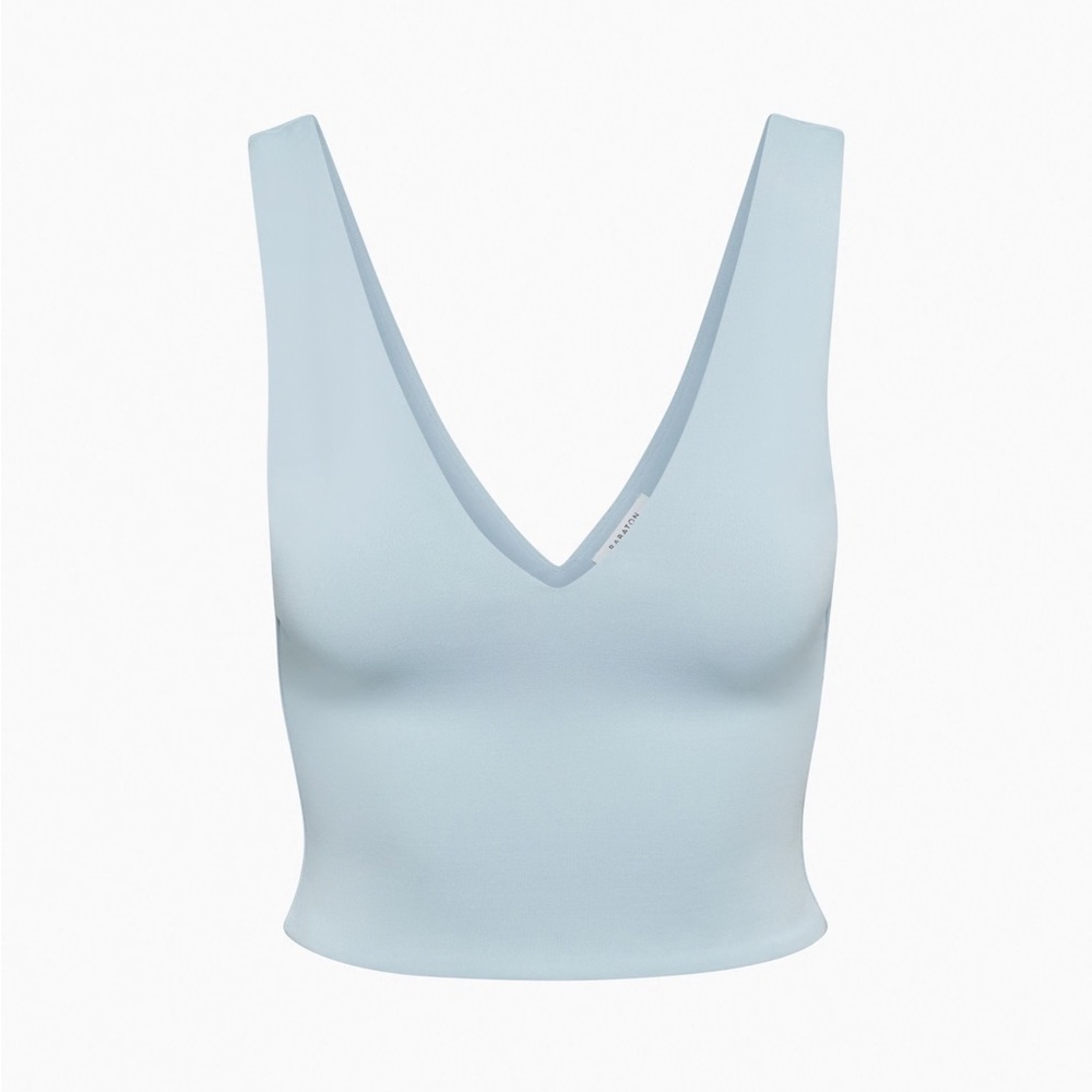 Babaton Sky Blue V-Neck Crop Top